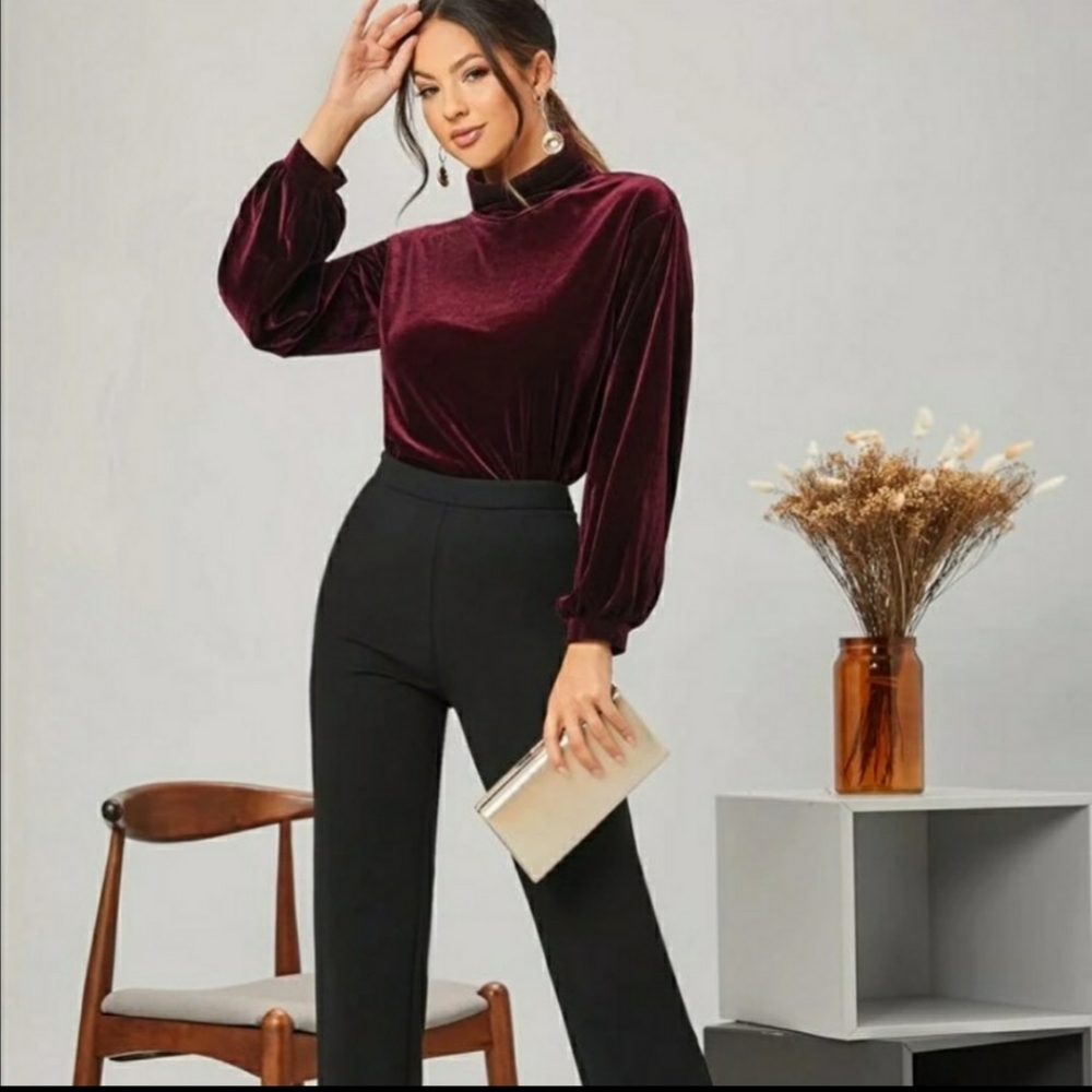 Burgundy Velour Blouse